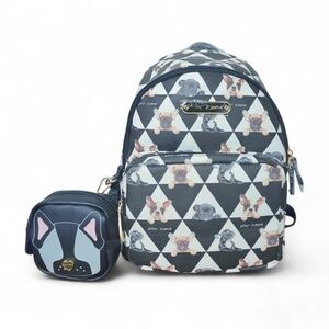 Betsey Johnson Kitsch Frenchie French Bulldog Puppy Dog Backpack Set NWT